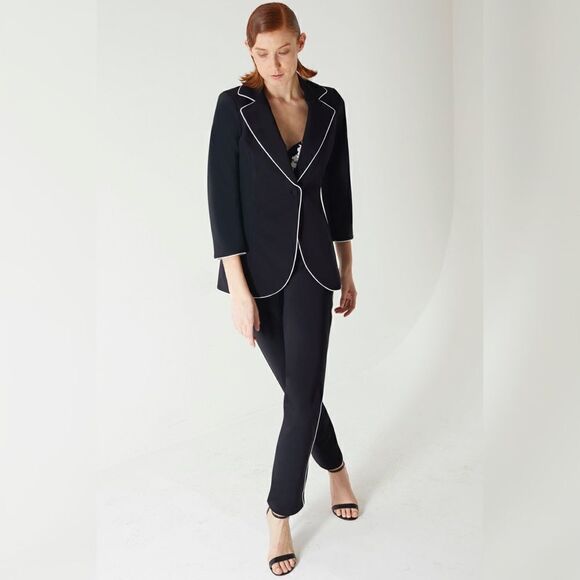 Chiara Boni La Petite Robe Petronilla Piping Pants In Size 0 - Picture 2 of 12